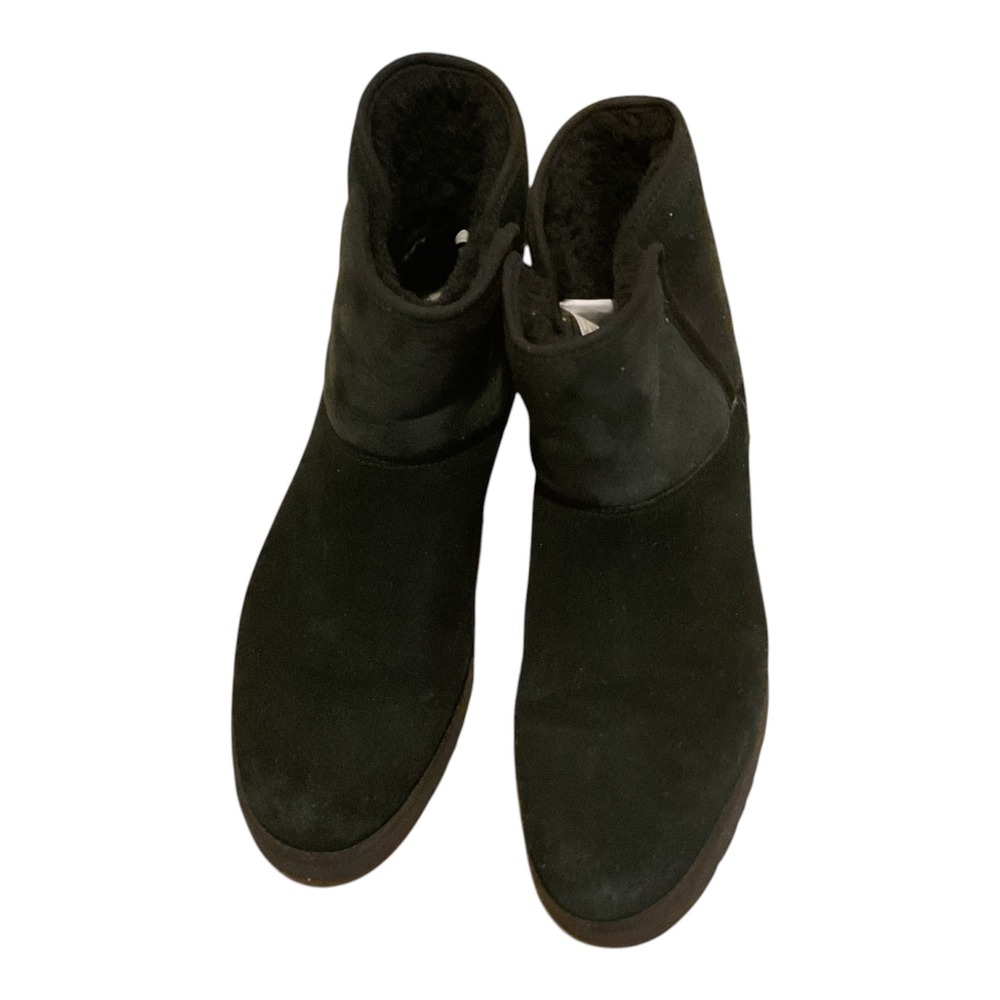 UGG W Cory Black Suede Ankle Boots Sheepskin Lined 1013437 Womens 9